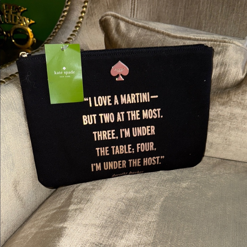 Kate Spade Black Toiletry Bag with Gold Quote 💄